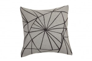 Frozen graphical pattern dark grey knitted woolen cushion of premium quality Italian woolen blend incl. inner cushion made in Denmark