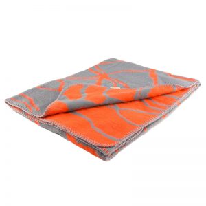 Throw / Blanket Mist grey / orange – organic cotton – Fabulous Goose ...
