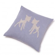 knitted cotton cushion bambi in grey and beige
