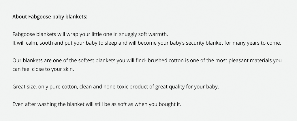 about fabgoose baby blankets