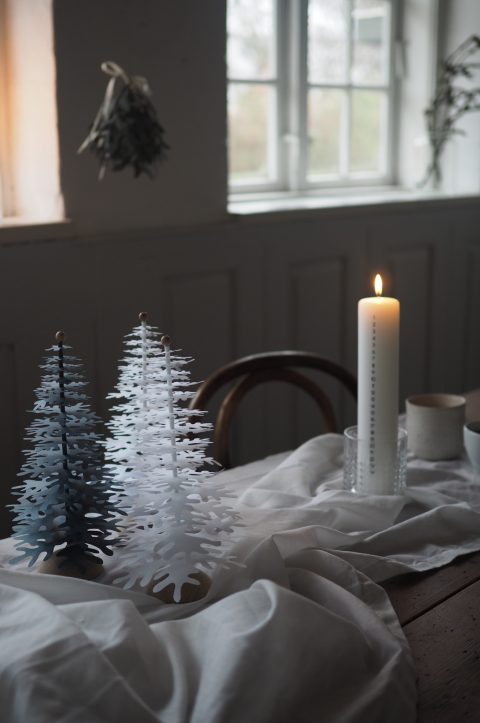 White Christmas tree DIY decoration