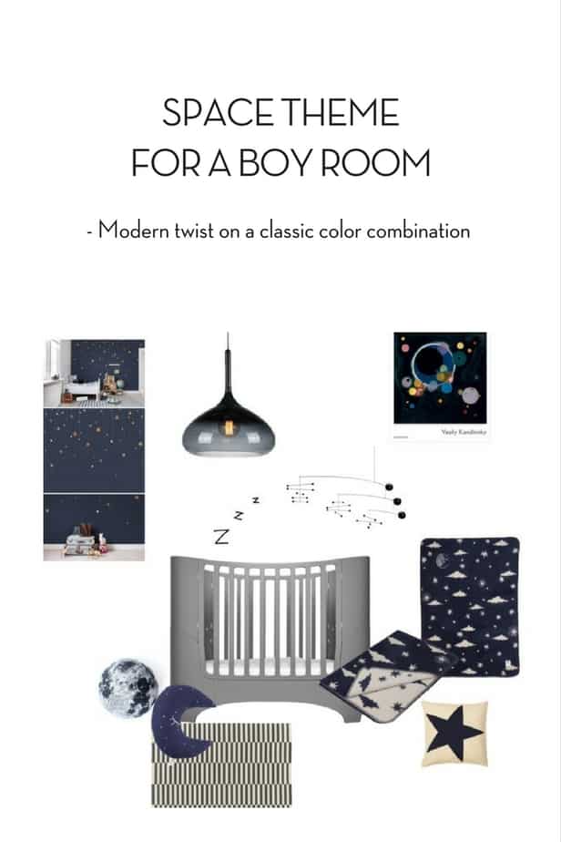 space theme for a boy room classic colors with a modern twist